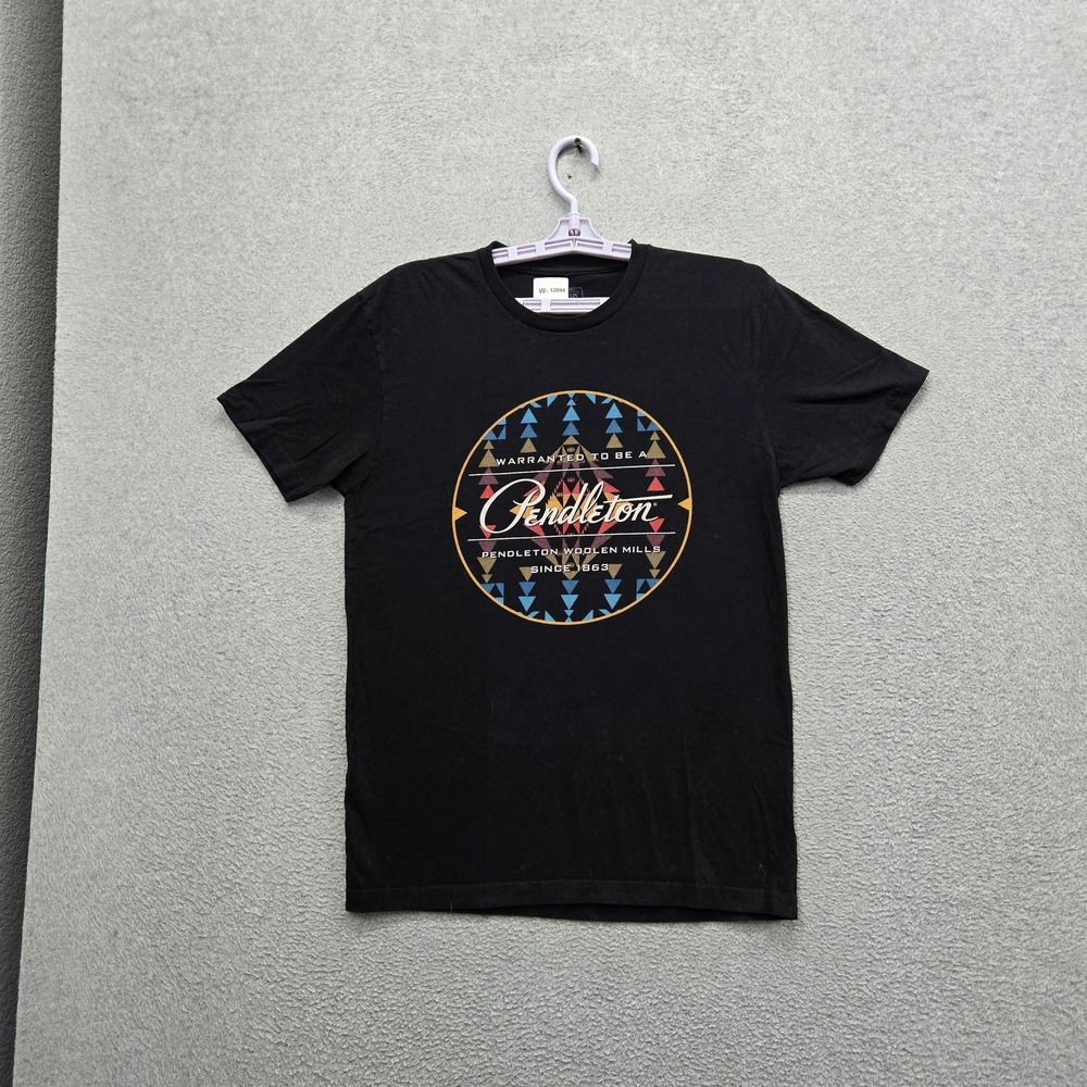 Pendleton Men Shirt M Black Geometric Short Sleeve